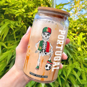 Portugal Soccer Glass Can Skeleton Portuguese Flag Futebol Football Player TS10 Black Print Your Wear