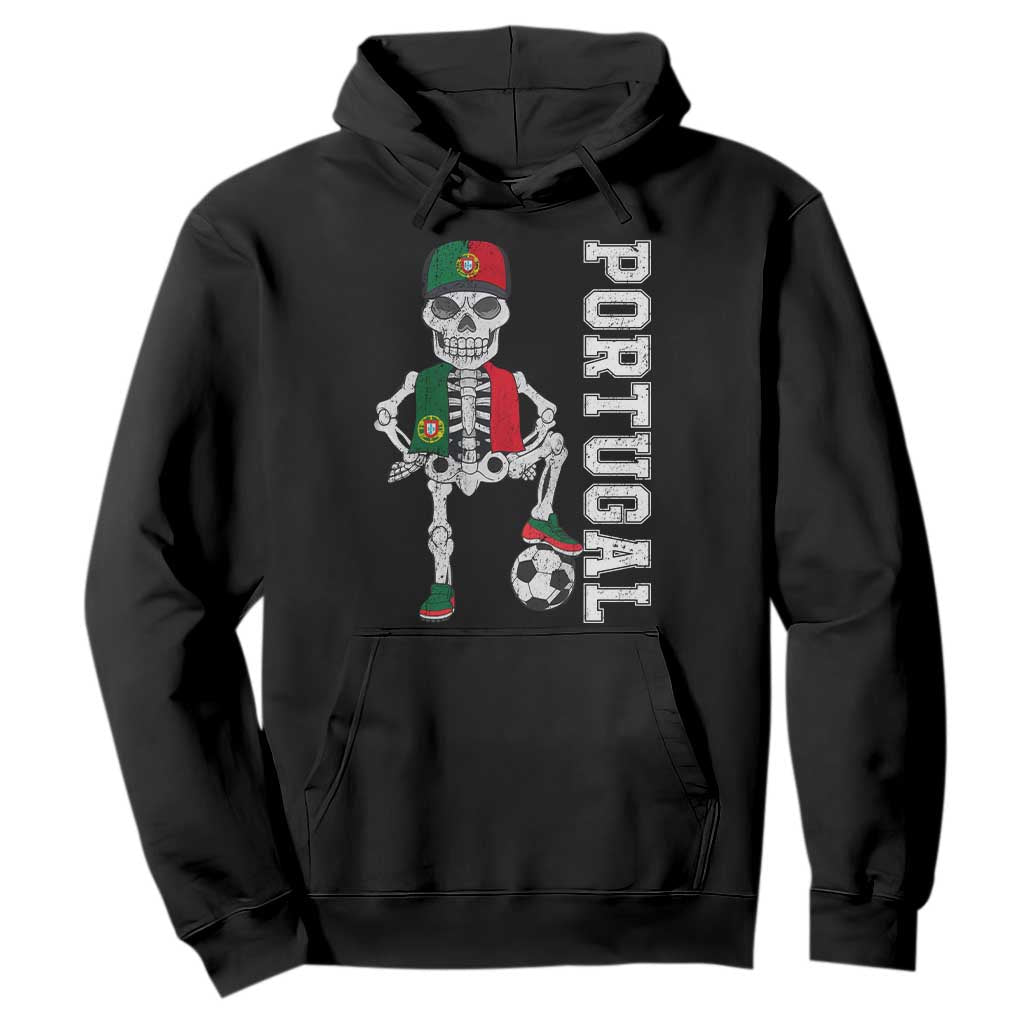 Portugal Soccer Hoodie Skeleton Portuguese Flag Futebol Football Player TS10 Black Print Your Wear