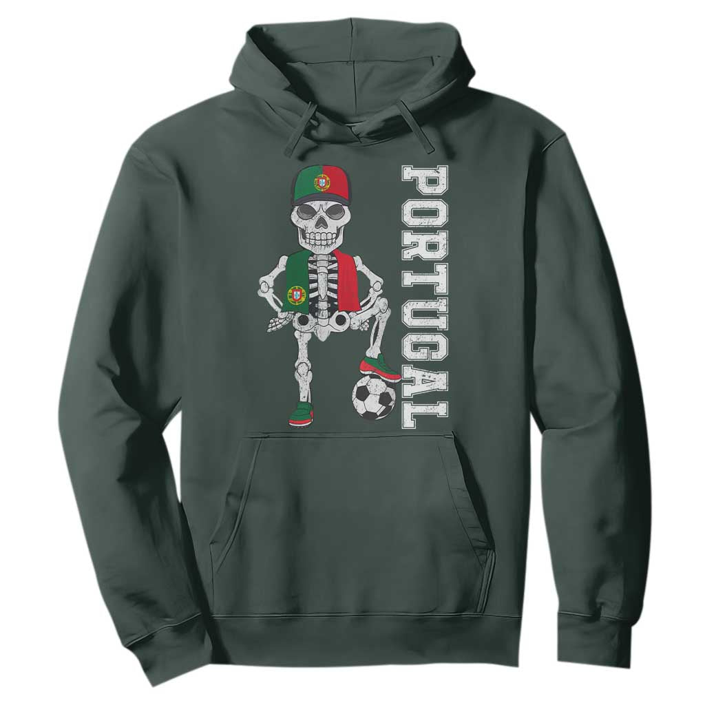Portugal Soccer Hoodie Skeleton Portuguese Flag Futebol Football Player TS10 Dark Forest Green Print Your Wear