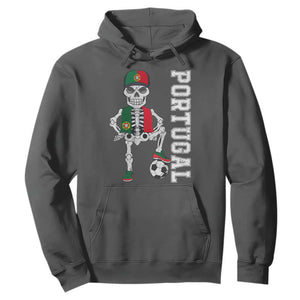Portugal Soccer Hoodie Skeleton Portuguese Flag Futebol Football Player TS10 Dark Heather Print Your Wear