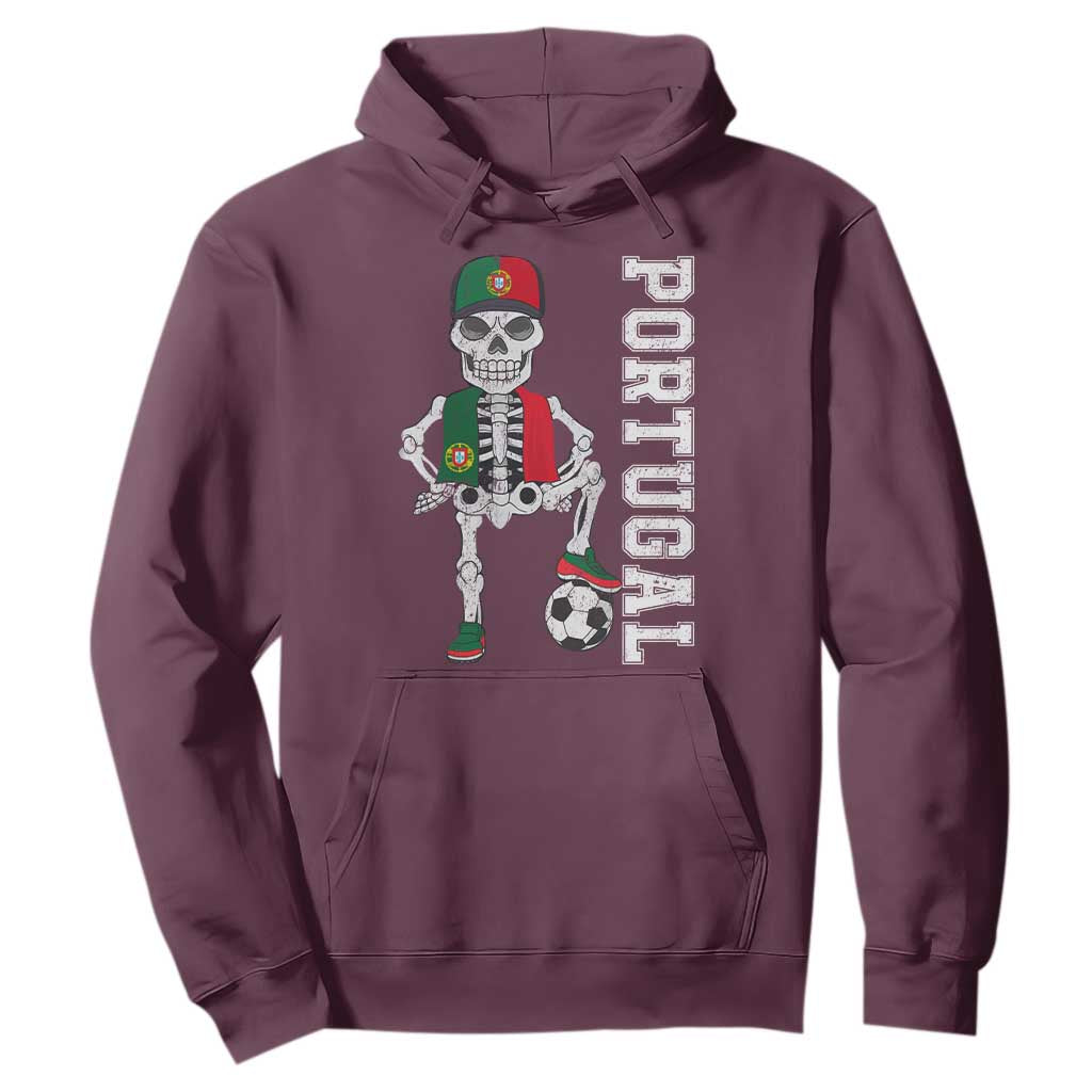 Portugal Soccer Hoodie Skeleton Portuguese Flag Futebol Football Player TS10 Maroon Print Your Wear