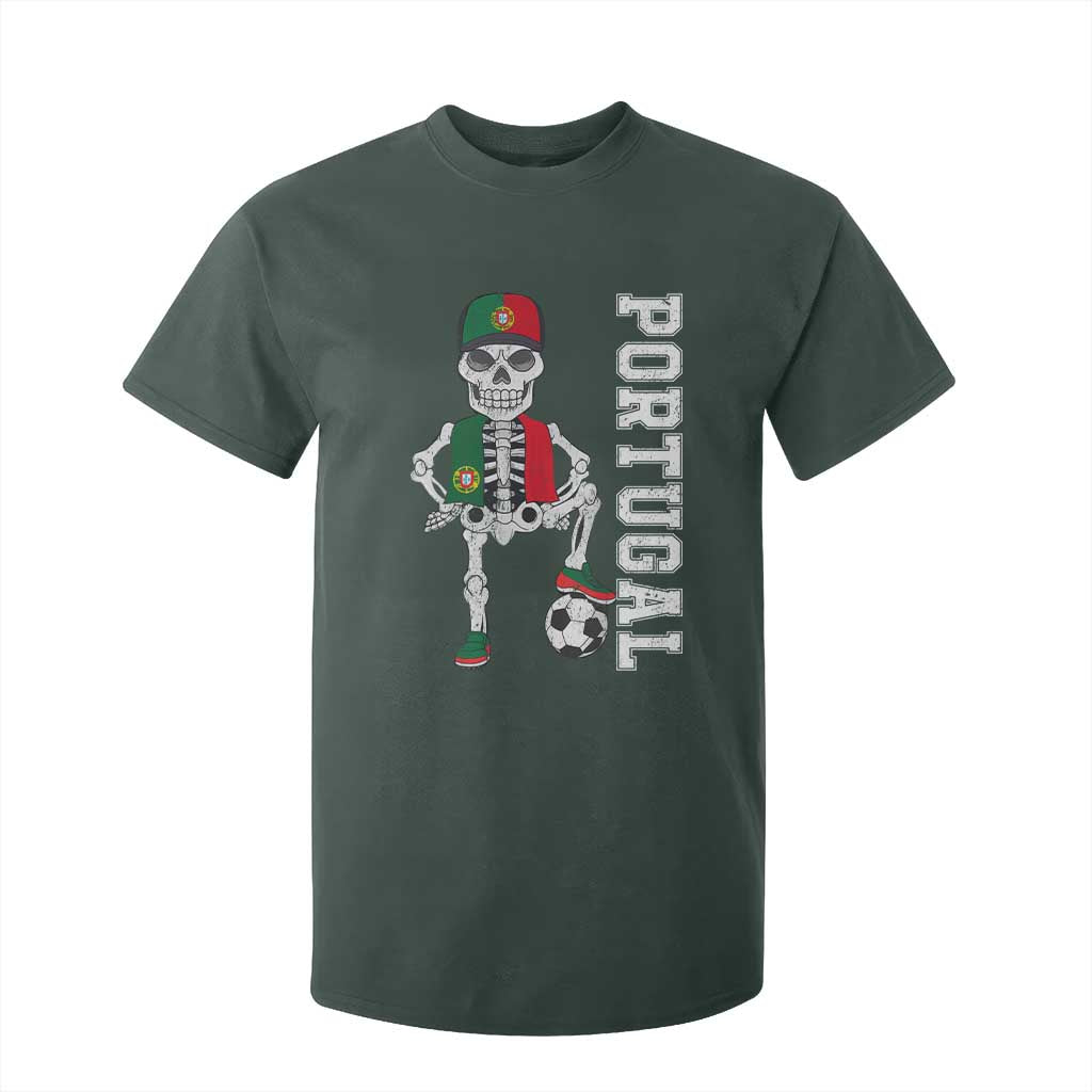 Portugal Soccer T Shirt For Kid Skeleton Portuguese Flag Futebol Football Player TS10 Dark Forest Green Print Your Wear