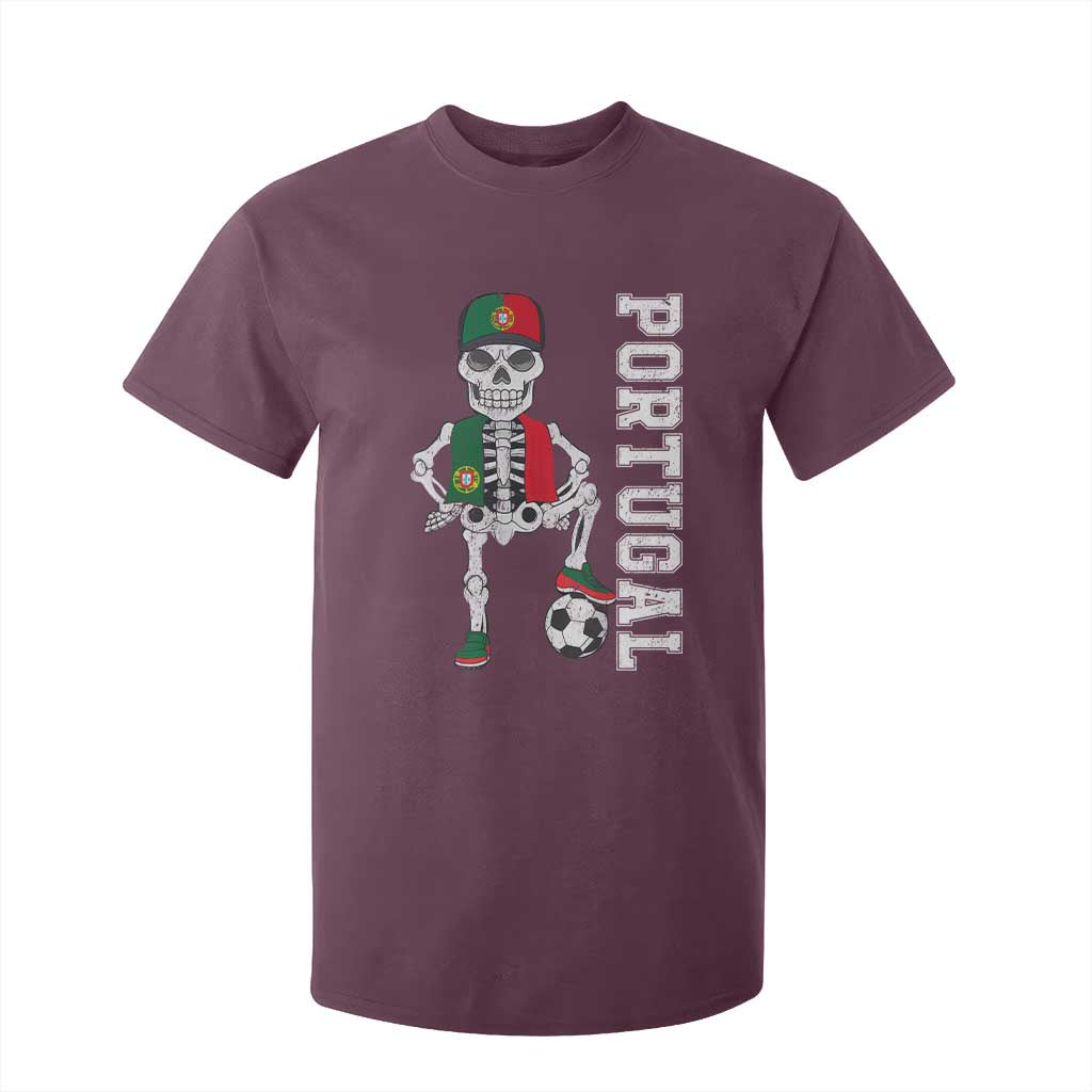 Portugal Soccer T Shirt For Kid Skeleton Portuguese Flag Futebol Football Player TS10 Maroon Print Your Wear
