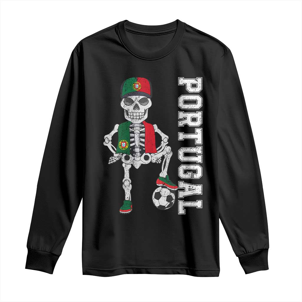 Portugal Soccer Long Sleeve Shirt Skeleton Portuguese Flag Futebol Football Player TS10 Black Print Your Wear