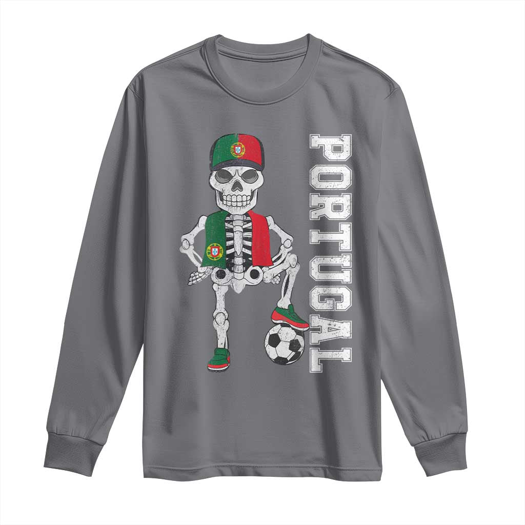 Portugal Soccer Long Sleeve Shirt Skeleton Portuguese Flag Futebol Football Player TS10 Charcoal Print Your Wear