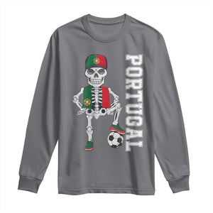 Portugal Soccer Long Sleeve Shirt Skeleton Portuguese Flag Futebol Football Player TS10 Charcoal Print Your Wear