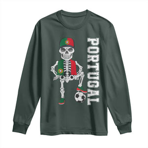 Portugal Soccer Long Sleeve Shirt Skeleton Portuguese Flag Futebol Football Player TS10 Dark Forest Green Print Your Wear