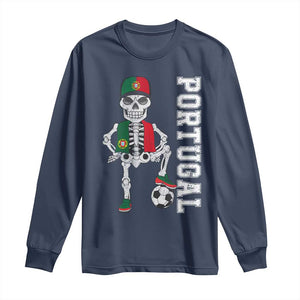 Portugal Soccer Long Sleeve Shirt Skeleton Portuguese Flag Futebol Football Player TS10 Navy Print Your Wear
