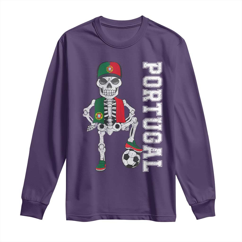 Portugal Soccer Long Sleeve Shirt Skeleton Portuguese Flag Futebol Football Player TS10 Purple Print Your Wear
