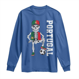 Portugal Soccer Long Sleeve Shirt Skeleton Portuguese Flag Futebol Football Player TS10 Royal Blue Print Your Wear