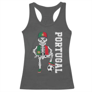 Portugal Soccer Racerback Tank Top Skeleton Portuguese Flag Futebol Football Player TS10 Dark Heather Print Your Wear