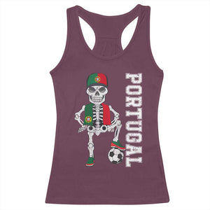 Portugal Soccer Racerback Tank Top Skeleton Portuguese Flag Futebol Football Player TS10 Maroon Print Your Wear