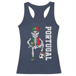 Portugal Soccer Racerback Tank Top Skeleton Portuguese Flag Futebol Football Player TS10 Navy Print Your Wear