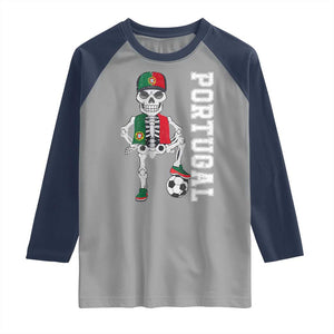 Portugal Soccer Raglan Shirt Skeleton Portuguese Flag Futebol Football Player TS10 Sport Gray Navy Print Your Wear