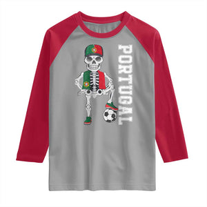 Portugal Soccer Raglan Shirt Skeleton Portuguese Flag Futebol Football Player TS10 Sport Gray Red Print Your Wear