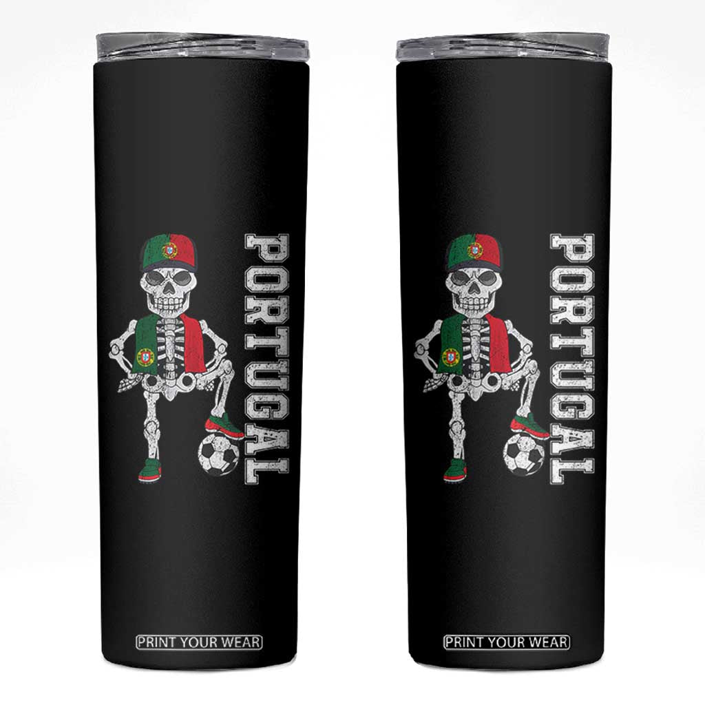 Portugal Soccer Skinny Tumbler Skeleton Portuguese Flag Futebol Football Player TS10 Black Print Your Wear