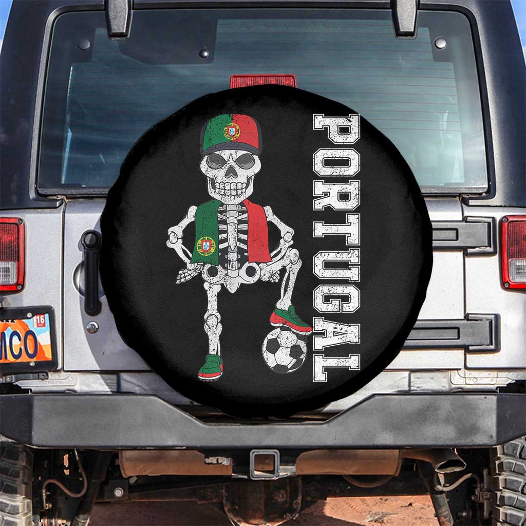 Portugal Soccer Spare Tire Cover Skeleton Portuguese Flag Futebol Football Player TS10 No hole Black Print Your Wear