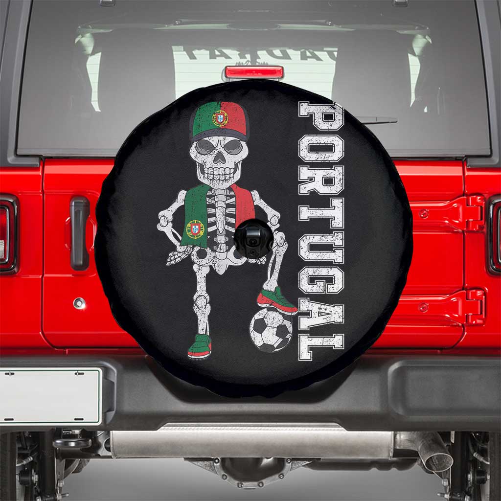 Portugal Soccer Spare Tire Cover Skeleton Portuguese Flag Futebol Football Player TS10 Black Print Your Wear