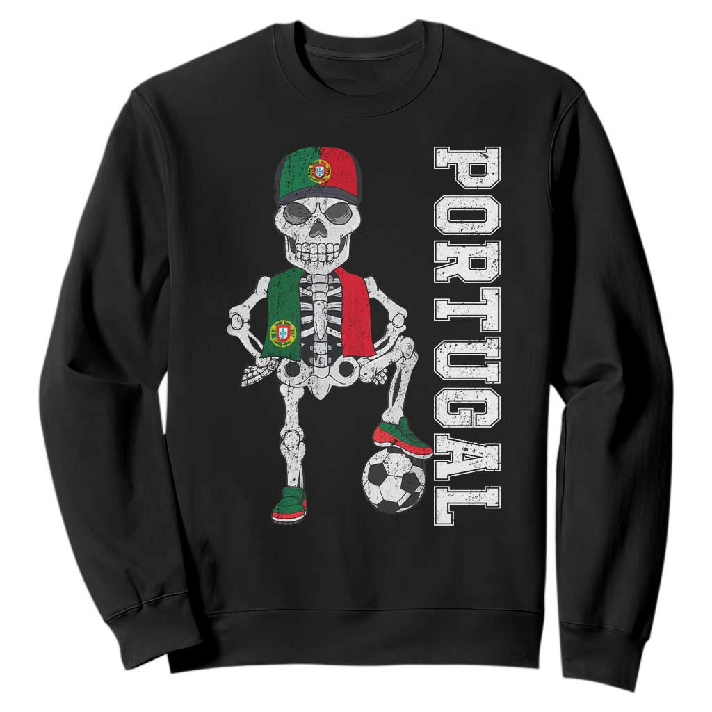 Portugal Soccer Sweatshirt Skeleton Portuguese Flag Futebol Football Player TS10 Black Print Your Wear