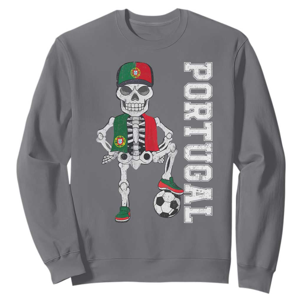 Portugal Soccer Sweatshirt Skeleton Portuguese Flag Futebol Football Player TS10 Charcoal Print Your Wear