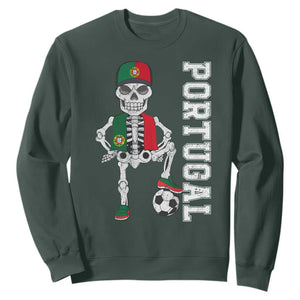 Portugal Soccer Sweatshirt Skeleton Portuguese Flag Futebol Football Player TS10 Dark Forest Green Print Your Wear
