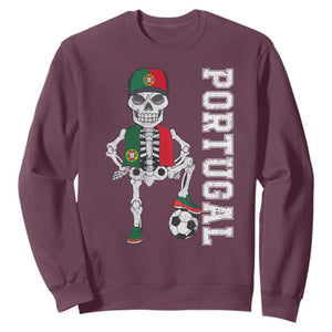 Portugal Soccer Sweatshirt Skeleton Portuguese Flag Futebol Football Player TS10 Maroon Print Your Wear