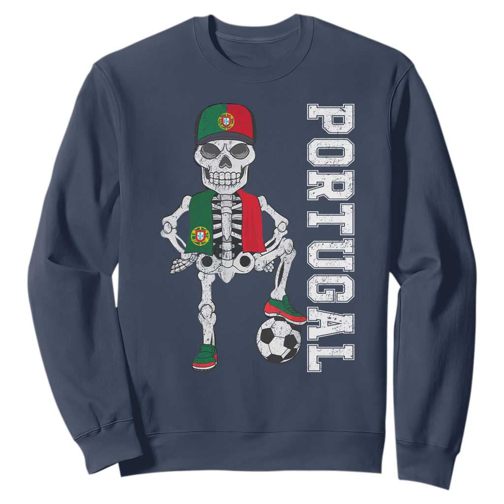 Portugal Soccer Sweatshirt Skeleton Portuguese Flag Futebol Football Player TS10 Navy Print Your Wear