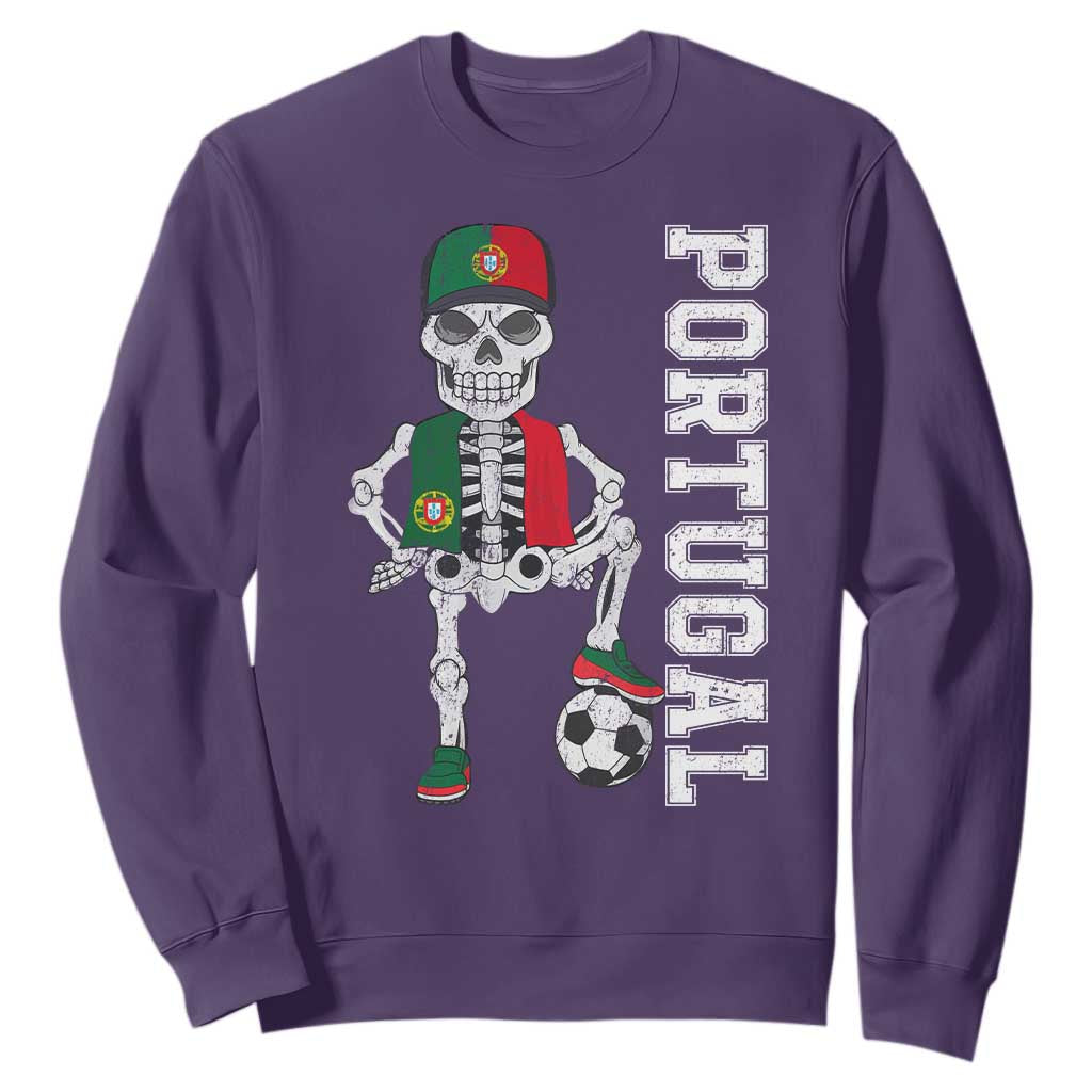 Portugal Soccer Sweatshirt Skeleton Portuguese Flag Futebol Football Player TS10 Purple Print Your Wear
