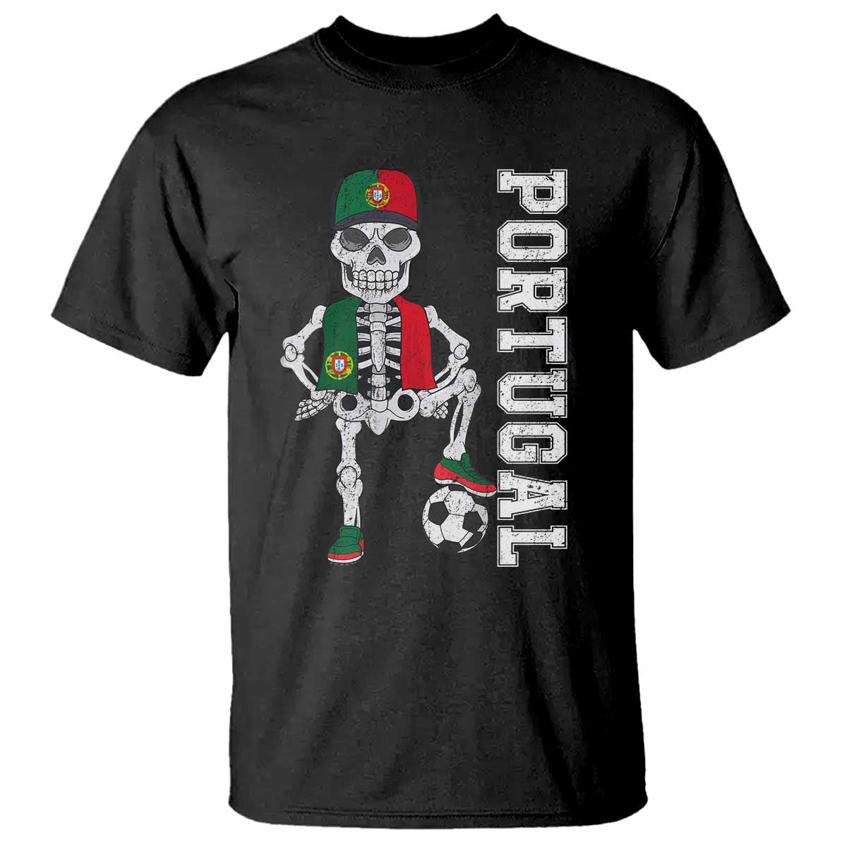 Portugal Soccer T Shirt Skeleton Portuguese Flag Futebol Football Player TS10 Black Print Your Wear