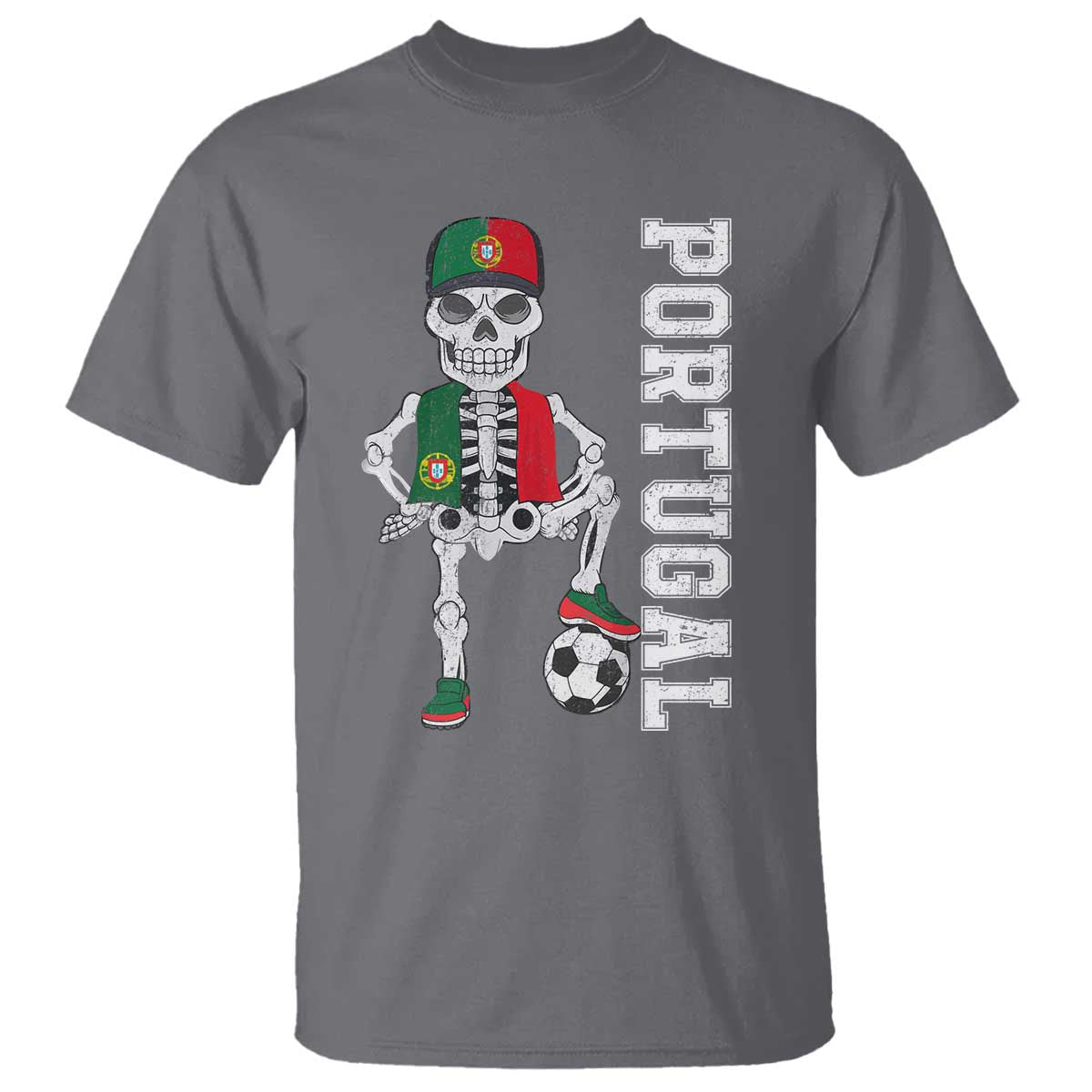 Portugal Soccer T Shirt Skeleton Portuguese Flag Futebol Football Player TS10 Charcoal Print Your Wear