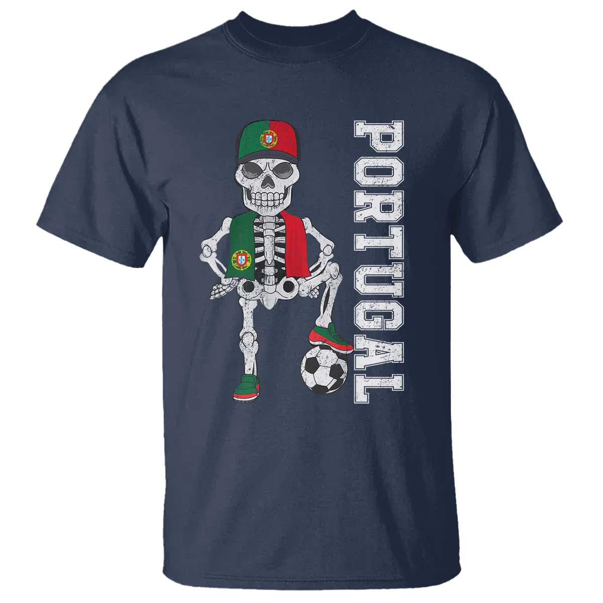 Portugal Soccer T Shirt Skeleton Portuguese Flag Futebol Football Player TS10 Navy Print Your Wear