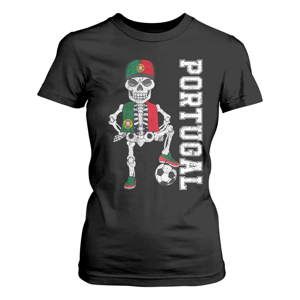 Portugal Soccer T Shirt For Women Skeleton Portuguese Flag Futebol Football Player TS10 Black Print Your Wear