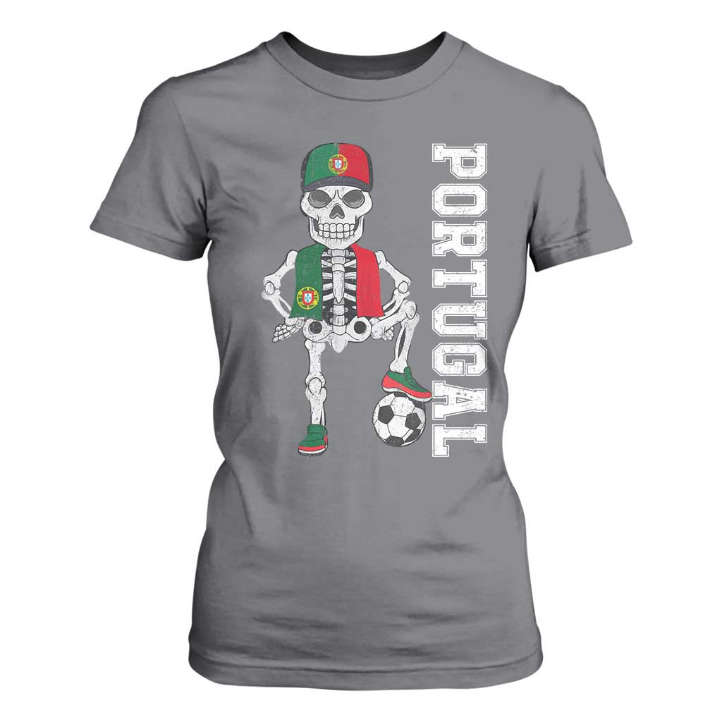Portugal Soccer T Shirt For Women Skeleton Portuguese Flag Futebol Football Player TS10 Charcoal Print Your Wear
