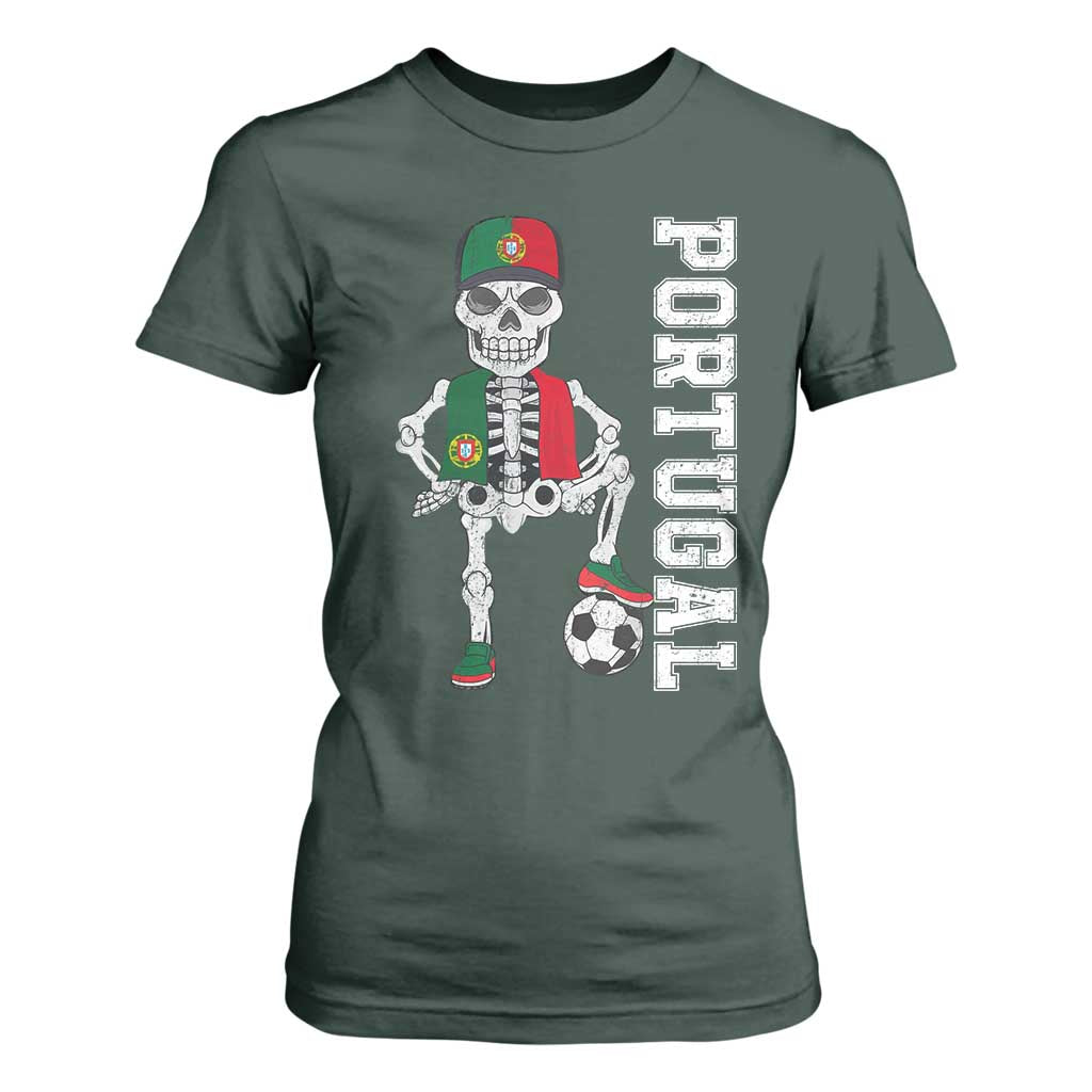 Portugal Soccer T Shirt For Women Skeleton Portuguese Flag Futebol Football Player TS10 Dark Forest Green Print Your Wear