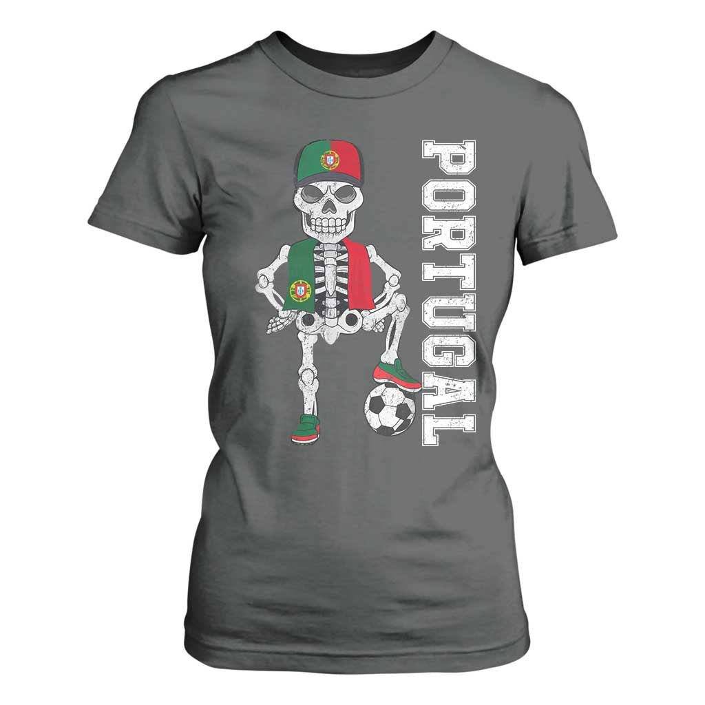 Portugal Soccer T Shirt For Women Skeleton Portuguese Flag Futebol Football Player TS10 Dark Heather Print Your Wear
