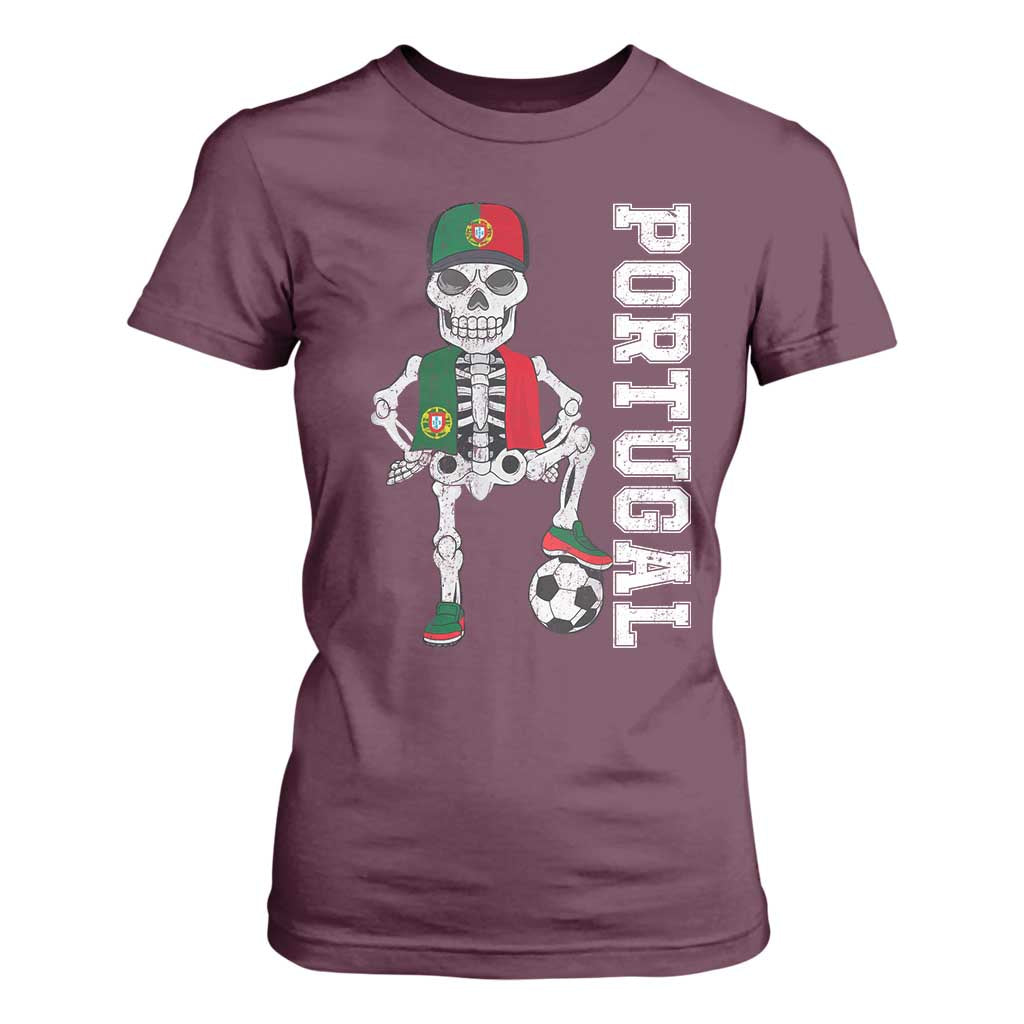 Portugal Soccer T Shirt For Women Skeleton Portuguese Flag Futebol Football Player TS10 Maroon Print Your Wear