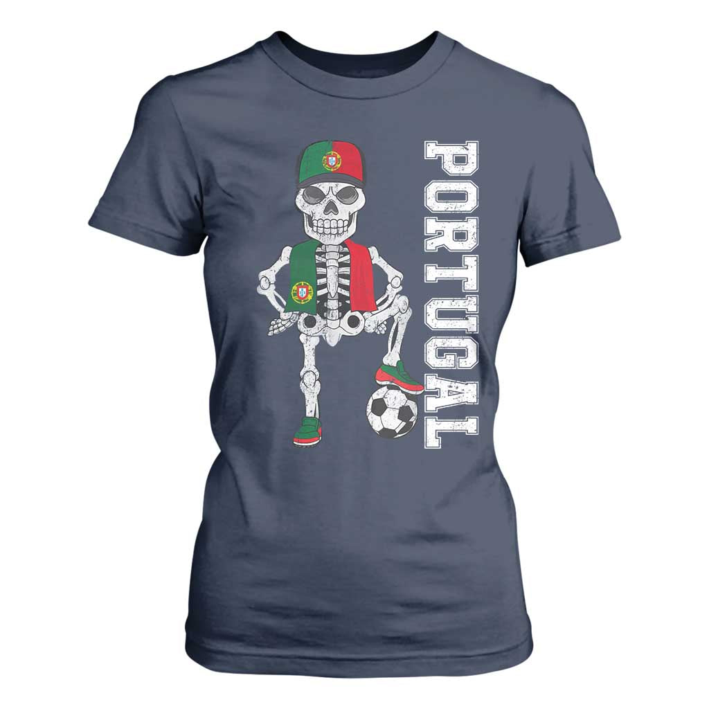 Portugal Soccer T Shirt For Women Skeleton Portuguese Flag Futebol Football Player TS10 Navy Print Your Wear