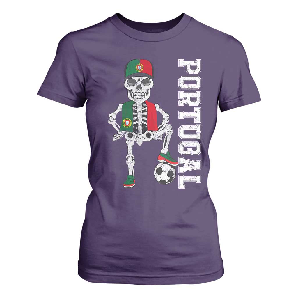Portugal Soccer T Shirt For Women Skeleton Portuguese Flag Futebol Football Player TS10 Purple Print Your Wear