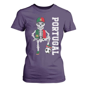 Portugal Soccer T Shirt For Women Skeleton Portuguese Flag Futebol Football Player TS10 Purple Print Your Wear