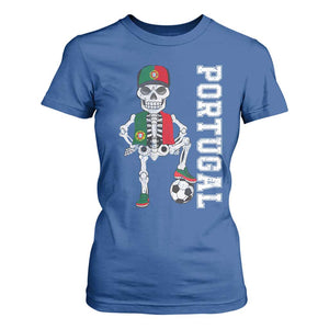 Portugal Soccer T Shirt For Women Skeleton Portuguese Flag Futebol Football Player TS10 Royal Blue Print Your Wear