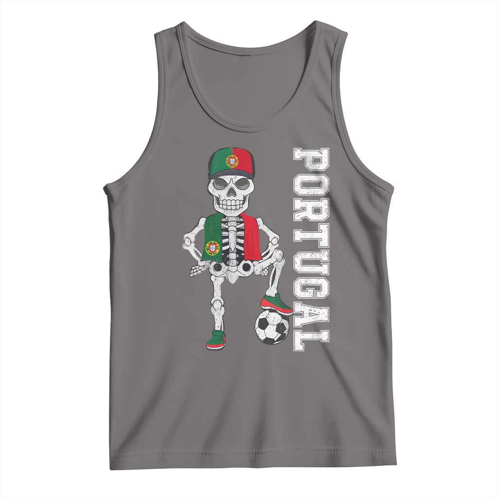 Portugal Soccer Tank Top Skeleton Portuguese Flag Futebol Football Player TS10 Deep Heather Print Your Wear