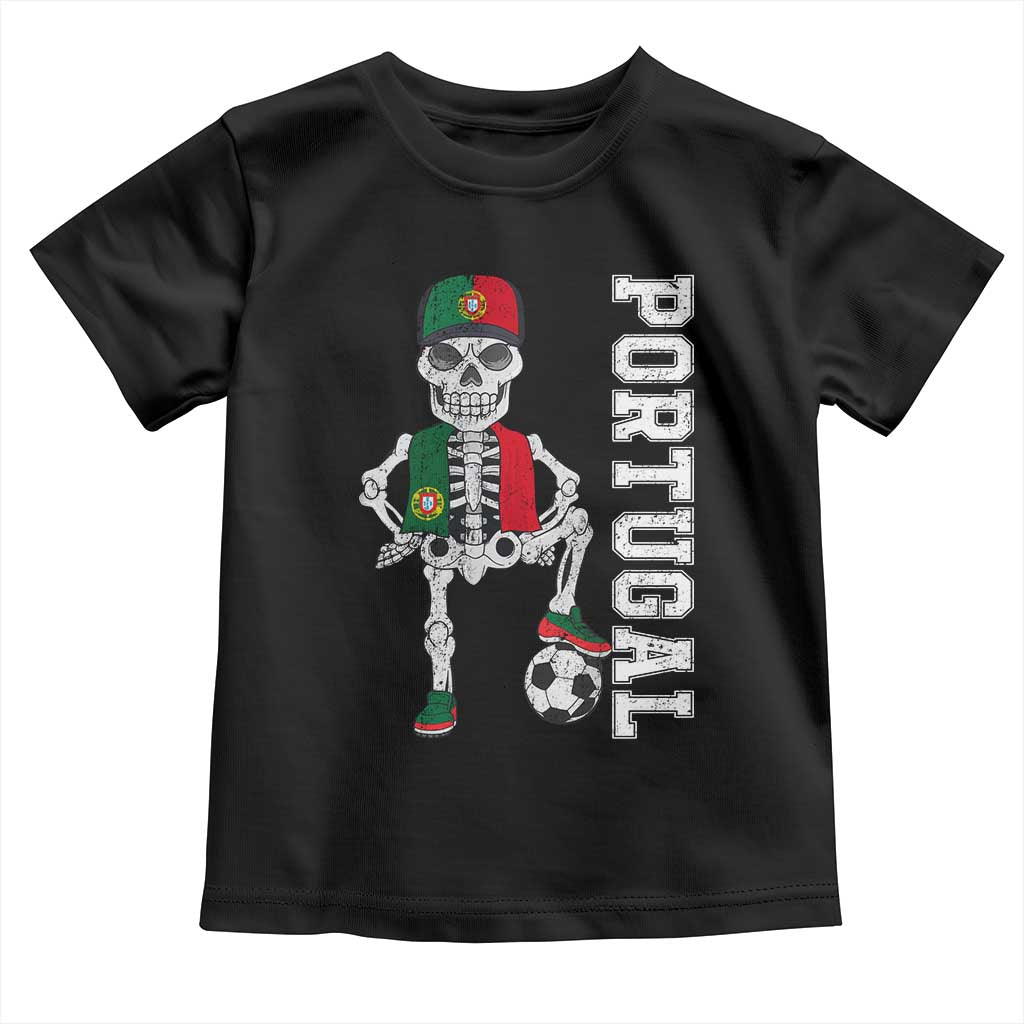 Portugal Soccer Toddler T Shirt Skeleton Portuguese Flag Futebol Football Player TS10 Black Print Your Wear