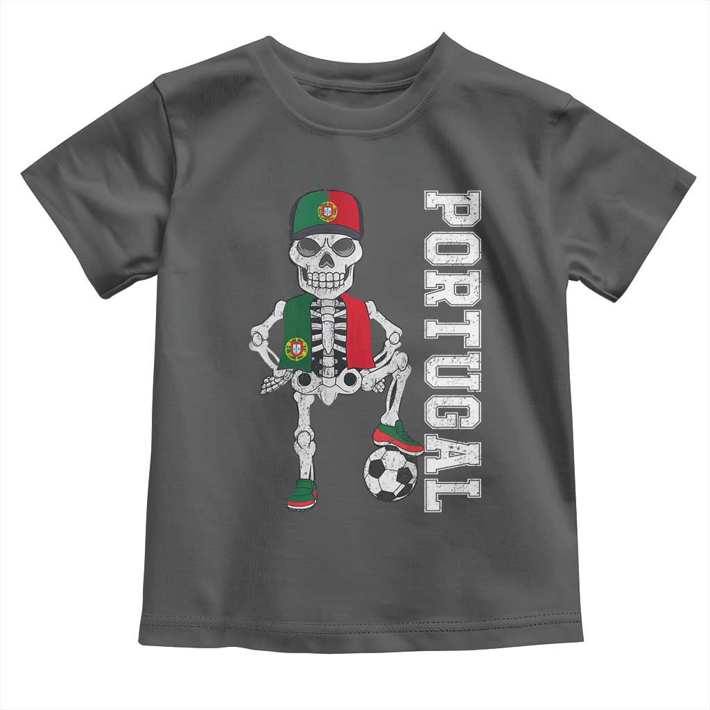 Portugal Soccer Toddler T Shirt Skeleton Portuguese Flag Futebol Football Player TS10 Dark Heather Print Your Wear