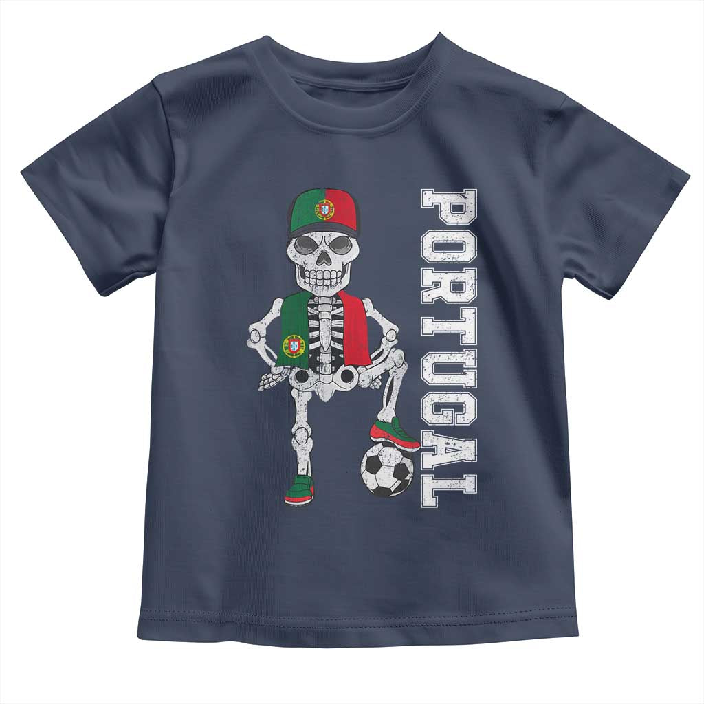 Portugal Soccer Toddler T Shirt Skeleton Portuguese Flag Futebol Football Player TS10 Navy Print Your Wear
