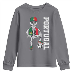 Portugal Soccer Youth Sweatshirt Skeleton Portuguese Flag Futebol Football Player TS10 Charcoal Print Your Wear