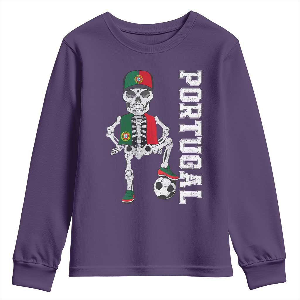 Portugal Soccer Youth Sweatshirt Skeleton Portuguese Flag Futebol Football Player TS10 Purple Print Your Wear