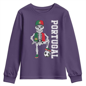 Portugal Soccer Youth Sweatshirt Skeleton Portuguese Flag Futebol Football Player TS10 Purple Print Your Wear