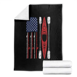 American Flag Kayak Fishing Graphic Throw Blanket Patriotic Kayaker Fisherman