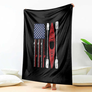 American Flag Kayak Fishing Graphic Throw Blanket Patriotic Kayaker Fisherman