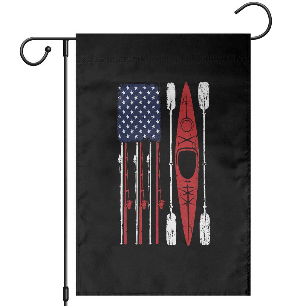 American Flag Kayak Fishing Graphic Garden Flag Patriotic Kayaker Fisherman TS10 Black Print Your Wear